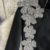 Faionable Diamond Embellied Wrap Skirt Set ort Top Long Dr Slimming High Collar Long Sve Zipper Two Piece Set