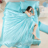 Nordic Satin Silk Bedding Set with Duvet Cover Bed Sheet Pillowcases Luxury Solid Single Double Couple Pillow Case Bedsheet