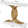 Tribesigns Gold Entryway Table, Modern 39-Inch Console Faux Marble Narrow Wood Sofa with Geometric Metal Legs