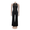 Joskaa 2025 Summer Elegant Hollow Halter Lace-Up Jumpsuits Women Hipster Sexy Backless Skinny One Piece Rompers Party Clubwear