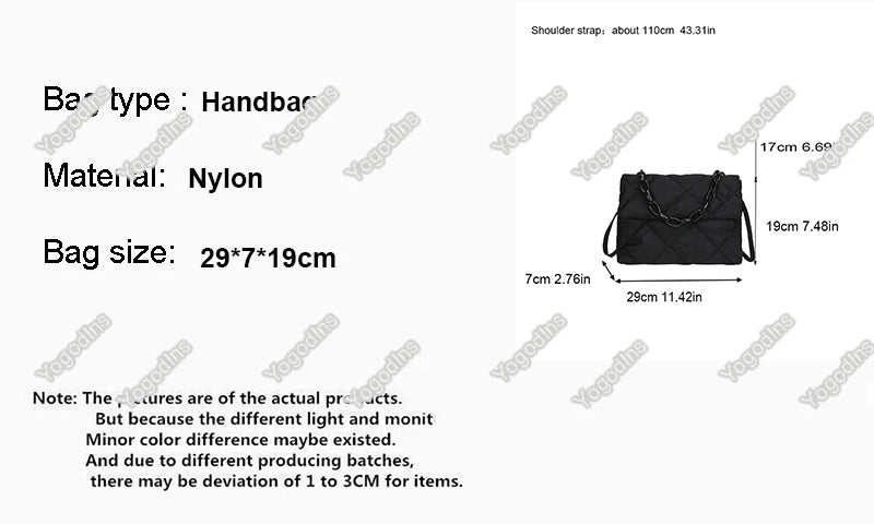 Acrylic Chain Crossbody Square Bags Casual Flap Women Commute Bags Quilted All-match Winter Large Capacity for Girls Shopping