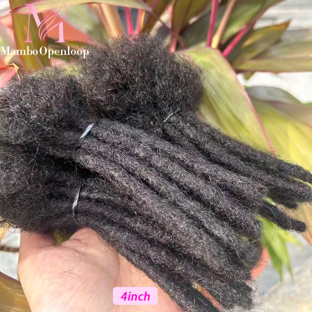 100% Human Hair Loc Extensions Full Handmade Dreadlock Extensions Wholesale 0.6cm Width Natural Black Extension For Women Men