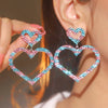 FYUAN Pink Black Heart Rhinestone Drop Earrings for Women Geometric Crystal Dangle Earrings Party Jewelry