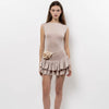 Women's Solid Pleated Short Dress Sleeveless O-neck Fashion Elegant Simple Mini Bodycon Dresses Slim Street Casual Party Holiday