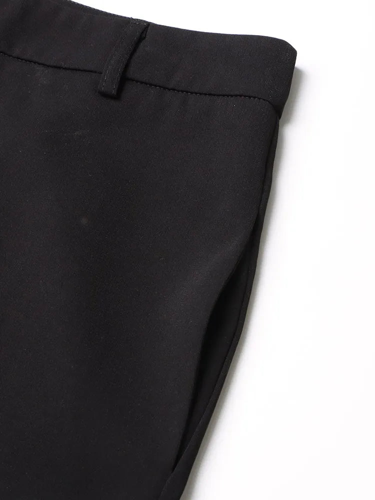 TWOTWINSTYLE Solid Wide Leg Pants For Women High Waist Hollow Out Spliced Diamonds Loose Straight Pant Female Fashion Clothing