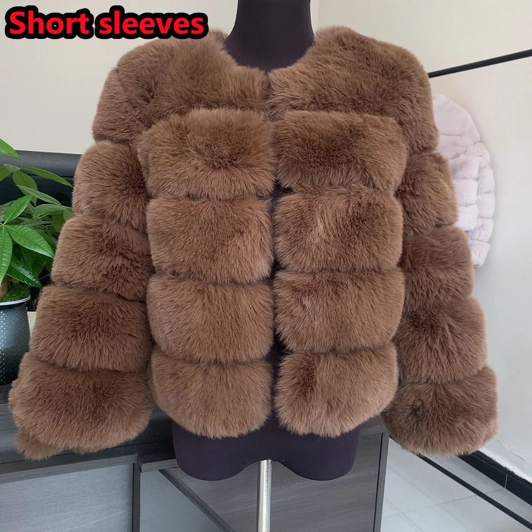 Damenmode Kunstpelzmantel superheiß Herbst Winter Damen kurze Kunstfuchsjacke flauschig hohe Qualität 7XL Damen Pelzmäntel