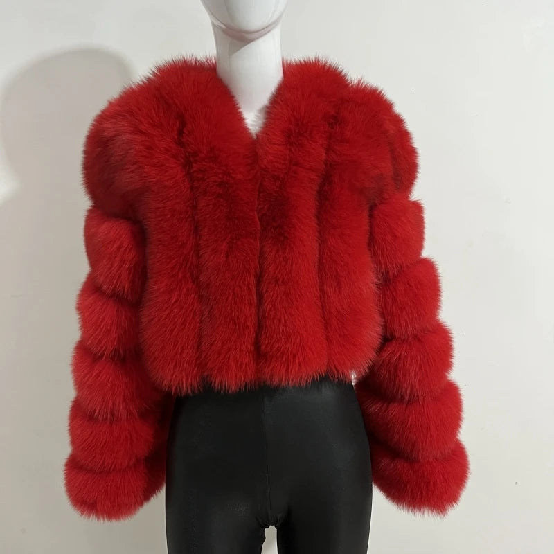 2023 Neuer kurzer Stil Echtfuchspelzmantel Winter Damen Natur Warme Mode Luxus