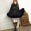 Japanese Liz Sweet Princess Faux Rabbit Fur Cape Coat Women Autumn Winter Fur Jacket Loose Clock Rhinestone Bow Hooded Coat