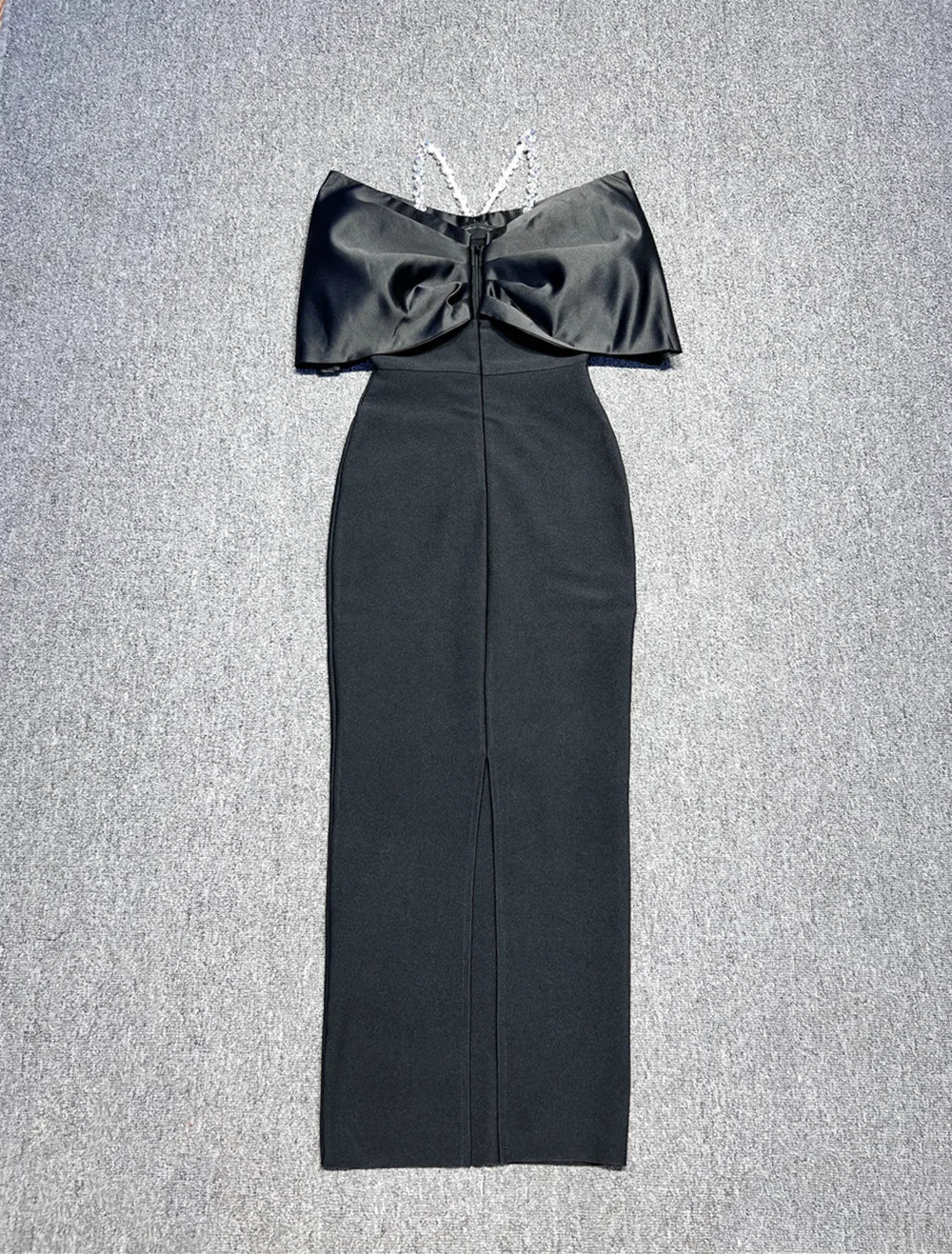 White Black Color Women Sexy Off the Shoulder Beading Halter Bodycon Long Bandage Dress Celebrate Evening Party Dress Wholesale