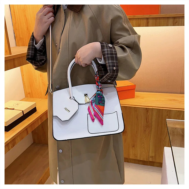 New Birkin Bag Handbag Lychee Grain Large Capacity Advanced Sense Kelly Bag Single Shoulder Crossbody Bag for Women