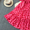 2024 New Summer Flower Print Long Dress Women Vintage Square Neck Ruched Chest Sash Bandage Sundress Party Vestidos