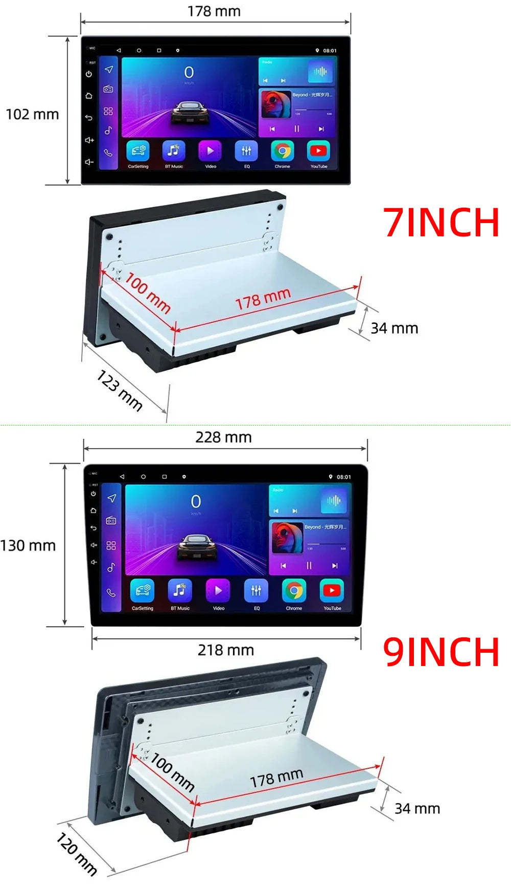 Hippcron Android 11 Car Radio 1 Din Autoradio 2G 32G Universal 7"/9" WIFI GPS Bluetooth Audio Multimedia Video Player