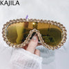 Oversized Punk Rhinestones Sunglasses Women 2024 Luxury Brand One-Piece Y2K Sports Sun Glasses for Lady Steampunk Eyewear UV400