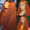 Water Wave Ginger Lace Front Wigs Human Hair 13x4 13x6 #350 Colored Wigs 100% Brazilian Human Hair Deep Curly Wigs Orange Ginger