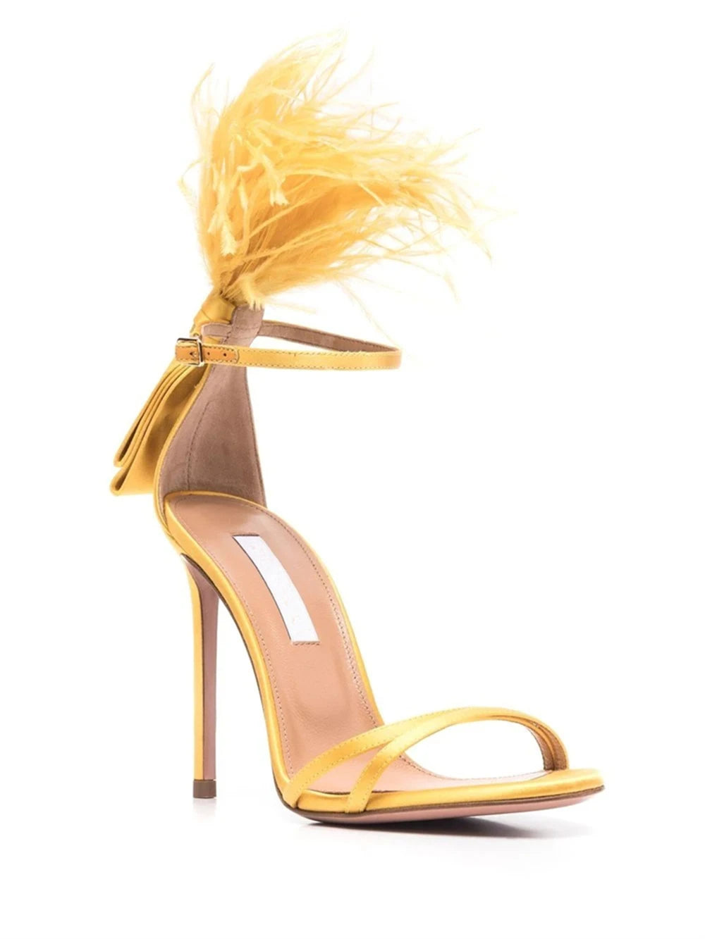 Summer new feather flower silk ribbon sexy open-toe sandals thin high-heeled banquet dress fashionable large-size women's shoes