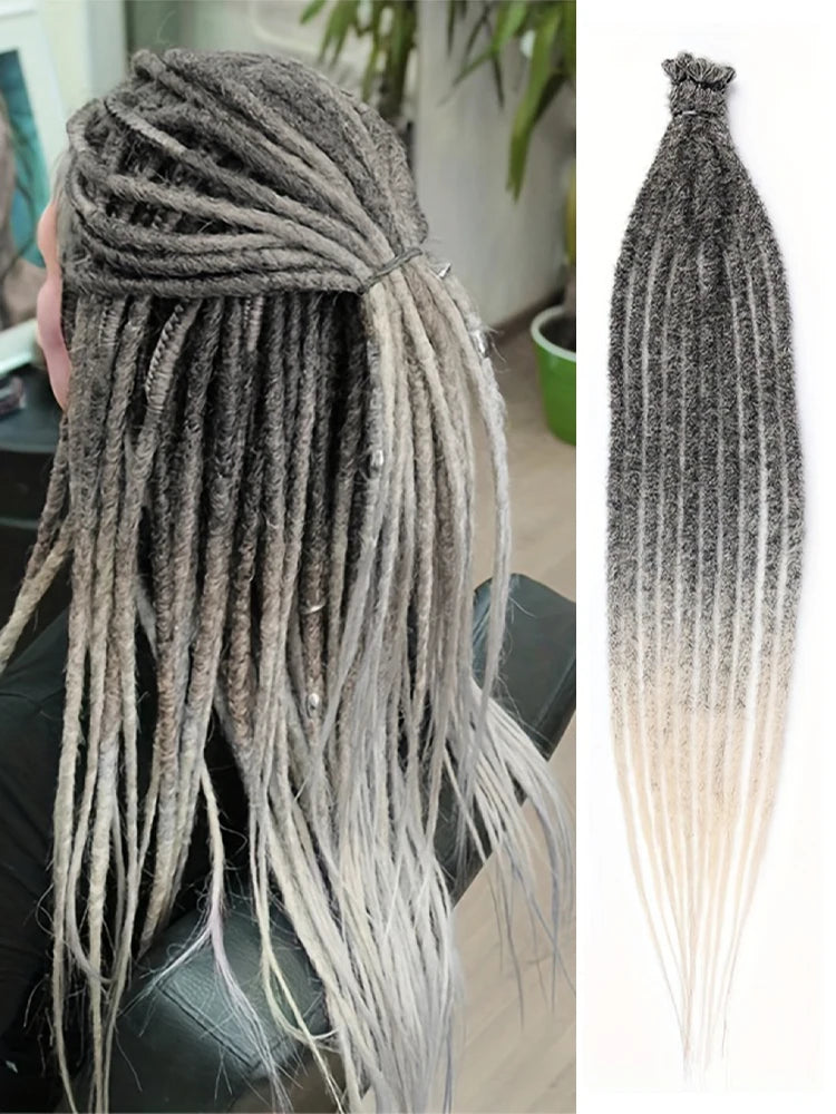 24Inch Dreadlock Extensions Synthetic Loc Extensions 0.6CM 100% Full Head Handmade Permanent Dreadlocks Extension for Men/Women