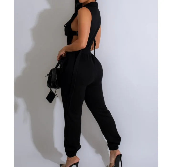 Jumpsuits for Women 2024 Summer Sexy Spicy Girl Side Button Zipper Sleeveless 4 Pocket Jumpsuit Streetwear Fashion Overalls