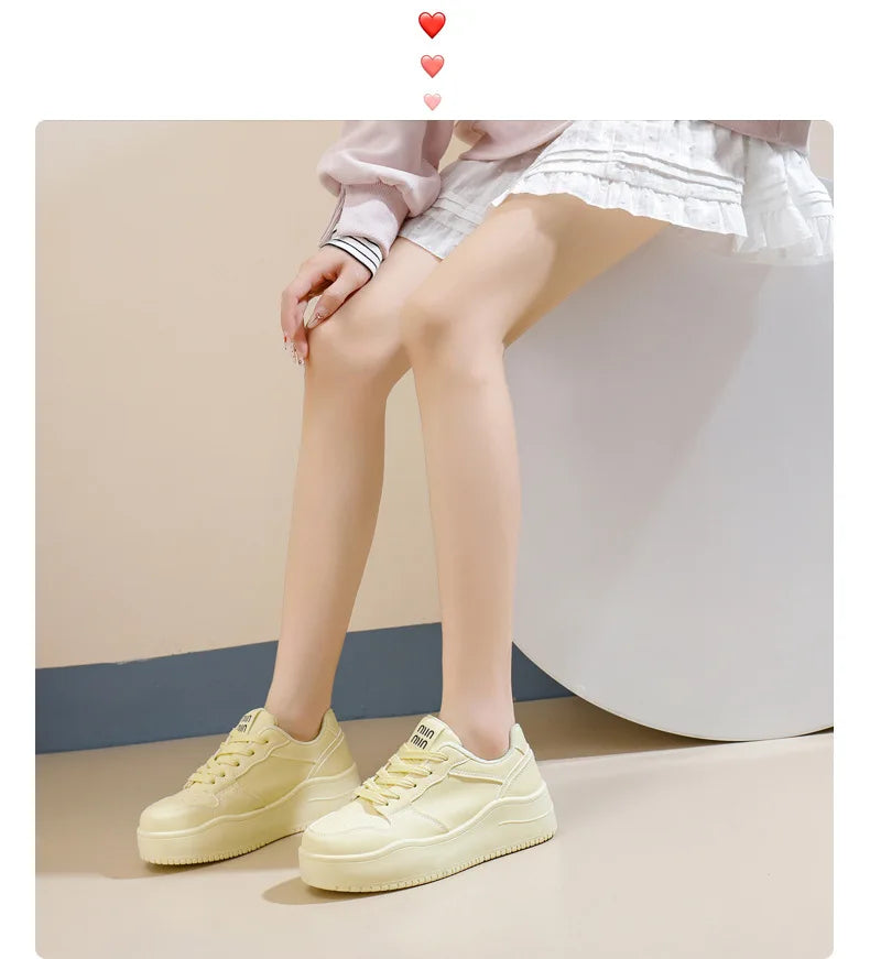 2025 New spring shoes for women green trainers platform lace up sneakers woman hip hop chunky sports shoes faux leather sneaker