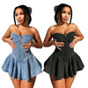 Chest Wrap Sexy Dress Women Sleeveless Backless Splicing Slim Fit Strapless Mini Dresses Sexy A Line 2024 Denim Vestidos