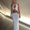 Ahagaga Hollow Out Party Women Maxi Dresses Fashion Sexy Solid Regular Casual Sleeveless Slim Sheath Vestidos Robes Streetwear