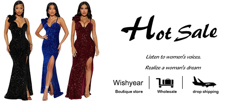 New Sexy Slit Leg Padded Long Cocktail Prom Dress Women‘s Luxury Sequin Strap Evening Party Wedding Gown Birthday Night Vestidos
