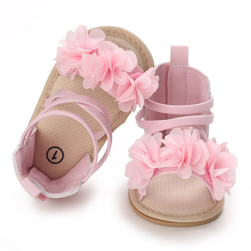 Summer Cool Baby Girl Sandals Fashion Newborn Sandal Idyllic Flower Soft Anti-slip Toddler Rubber Sole Comfortable Shoes