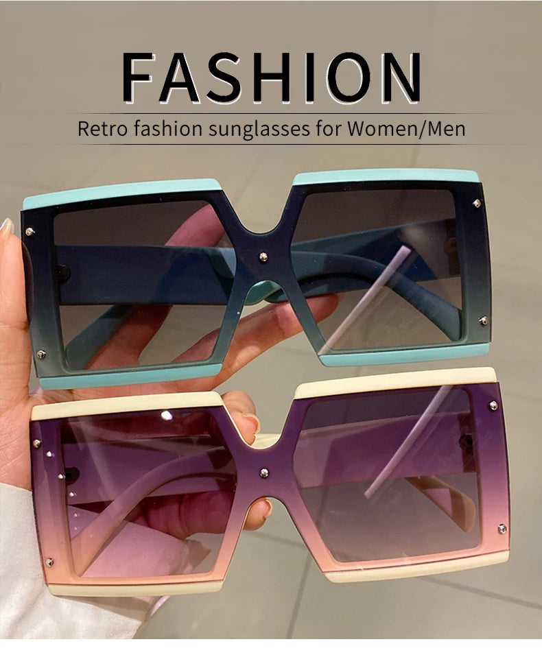 KAMMPT Square Oversized One-pieces Sunglasses Men Women Trendy Gradient Goggle Eyewear Fashion Luxury Brand Design Sun Glasses
