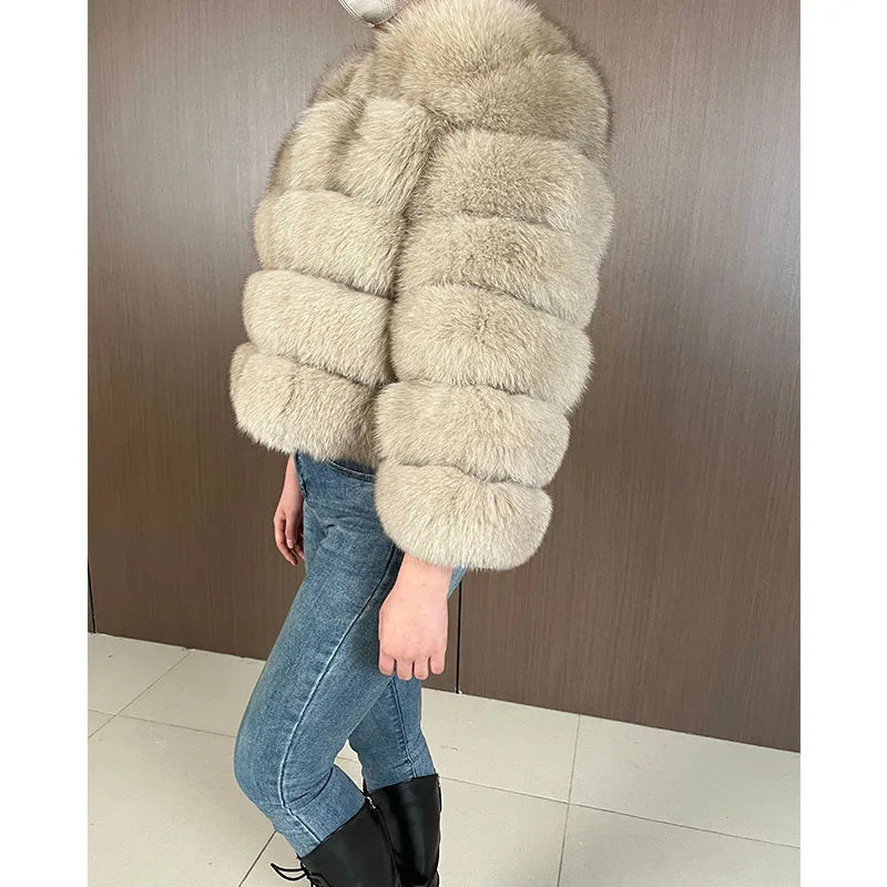 Maomaokong 2025 Natural Real Fox Fur Coat Women Winter Warm Luxury Fur Jacket Detachable Long Sleeves Female Vest Furry Coats