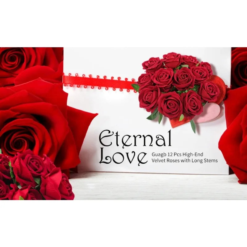 20 Pcs Artificial Velvet Silk Rose Flower Bouquet Real Looking Fake Roses Home Wedding Centerpieces Party Decorations