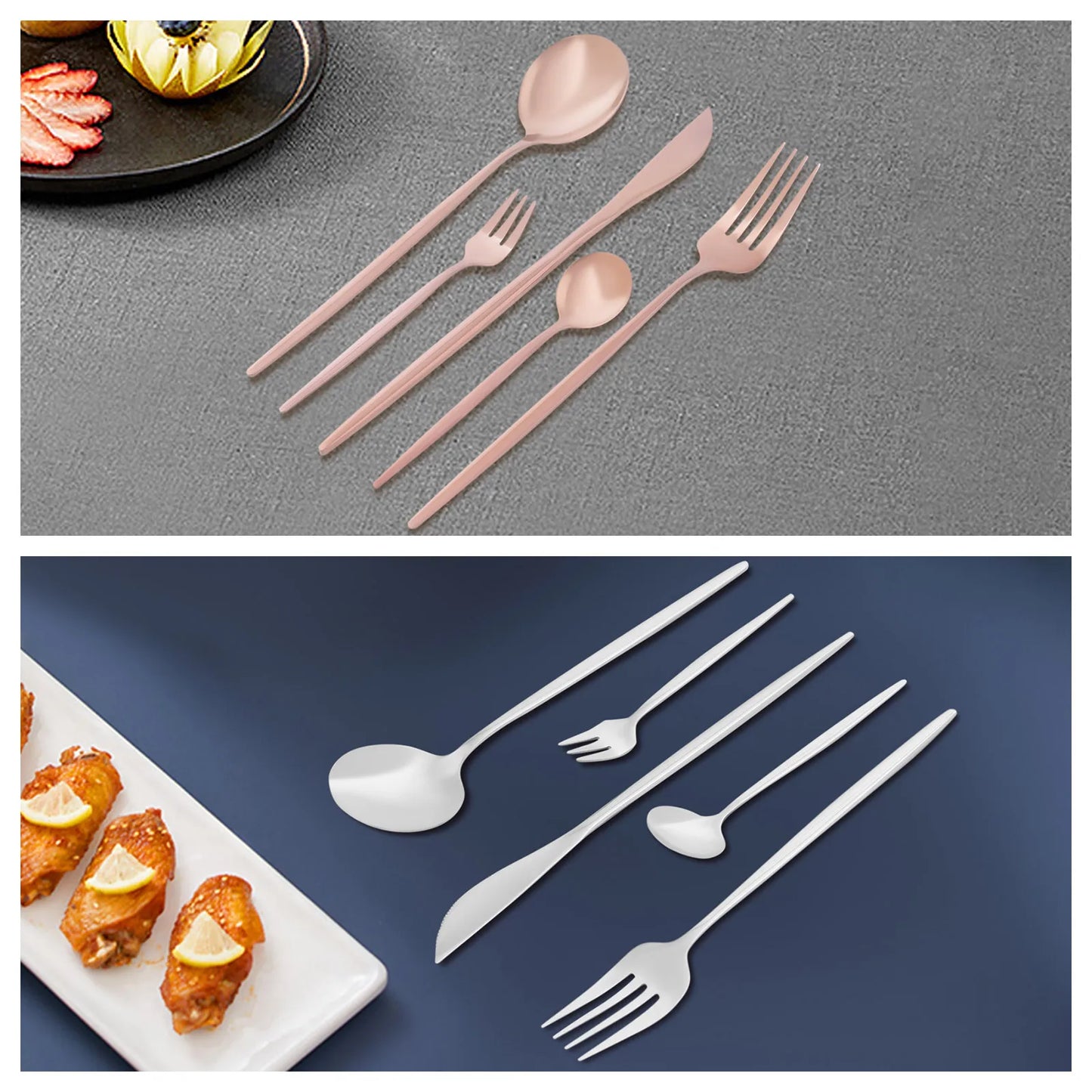 24Pcs/90Pcs Flatware Set Stainless Steel Silverware Utensil Kitchen Tableware Forks Knives Spoons Cutlery for Home Restaurant