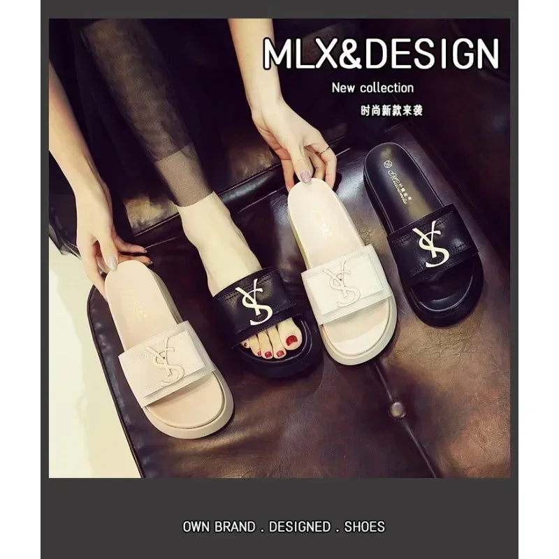 Slippers Summer Shoes Women Platform Design Slides Fashion Letters Ladies Shoes Casual Slipper Indoor Non-slip Slippers Sandals