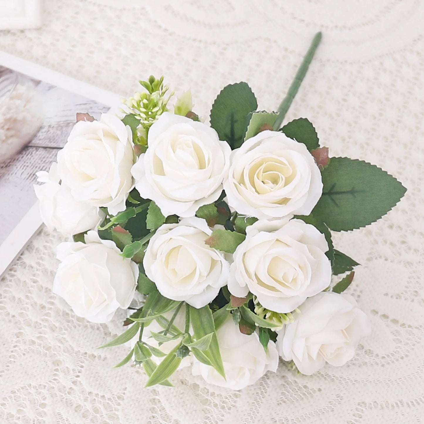 Artificial Flowers Silk Rose Bouquet Leaves Fake Flower For Vase Party Home Table Wedding Valentine's Day Gift Decoration