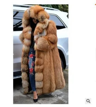 Women Solid Plush Warm Cardigan Coat Autumn Winter Faux Fur Large Coat Women's Casual Long Sleeve Hooded Faux Fur Coat