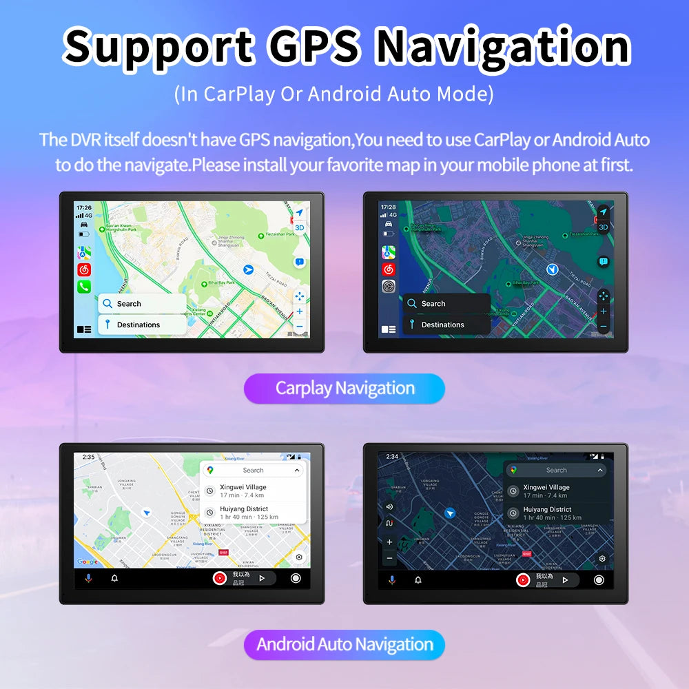 9'' Imagebon A8Pro ADAS Wireless Carplay & Android Auto Dash Cam 4K Rearview Camera 24h Park Monitor GPS Navigation Car DVR