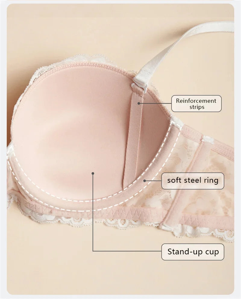Sexy Lace Bra Women 1/2 Cup Underwire Bras Ladies Push Up Underwear Trendy Floral Brassiere Female Comfortable Intimates