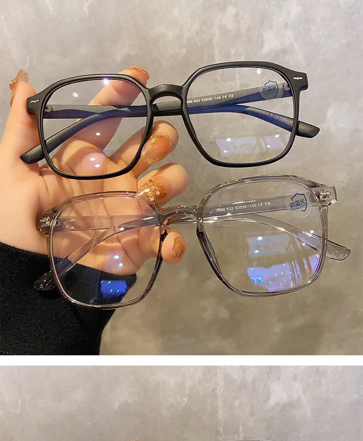 Square polygon Frame Plain glasses blue membrane Glasses all can match Men Women Fashion glasses lenses Blocking Glasses Eyewear