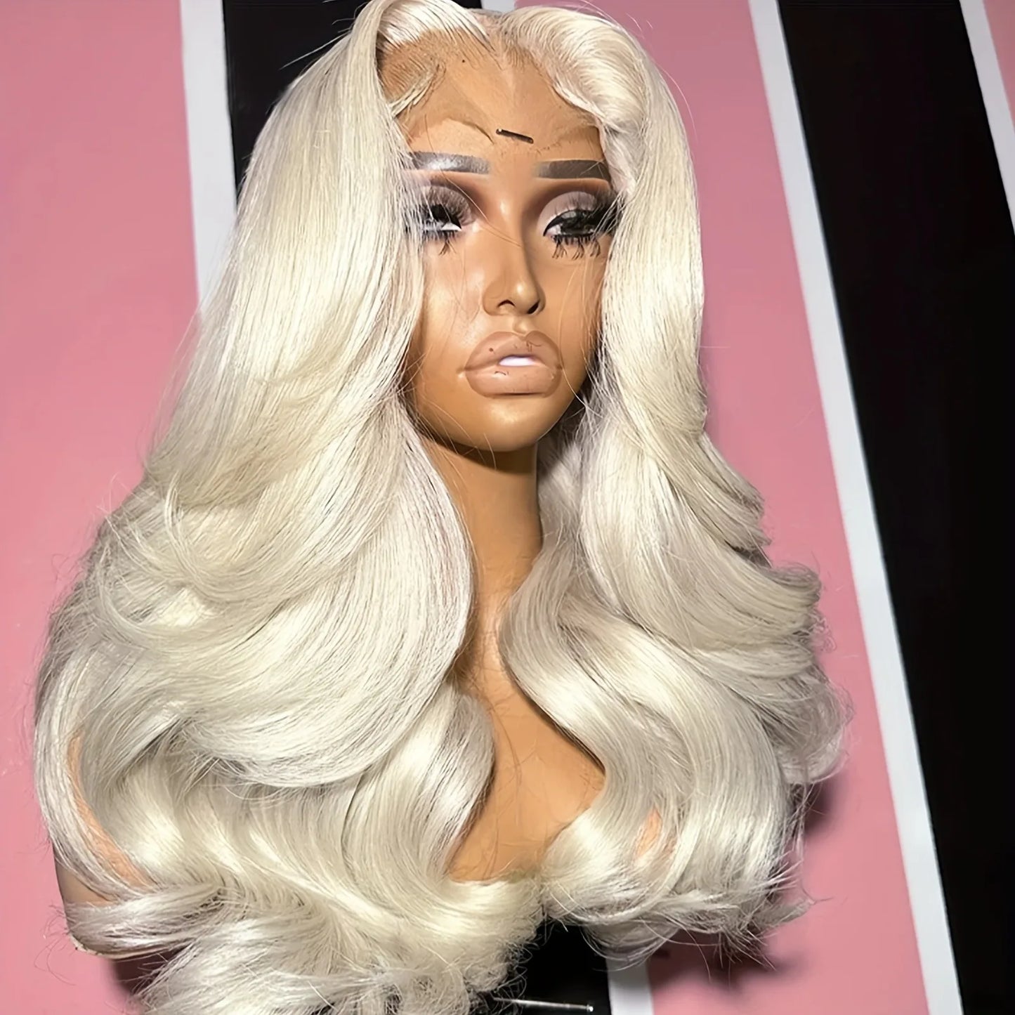 Charisma Synthetic Lace Front Wigs Platinum Blonde Wig Long Wigs Loose Wave Glueless Lace Wig Pre Plucked Hairline Wig Daily Use