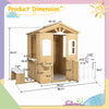 LZBEITEM Wooden Playhouse for Kids Outdoor with Working Door, Windows, Mailbox, Bench, Flowers Pot Holder, 39" x 38" x 55.5"