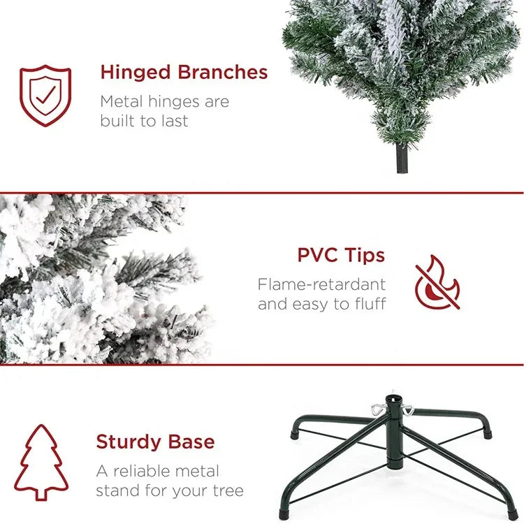 Snowy Flocked Christmas Tree PVC Realistic Frosted Pine with Artificial Snow Perfect for Store Window Displays Holiday Decor