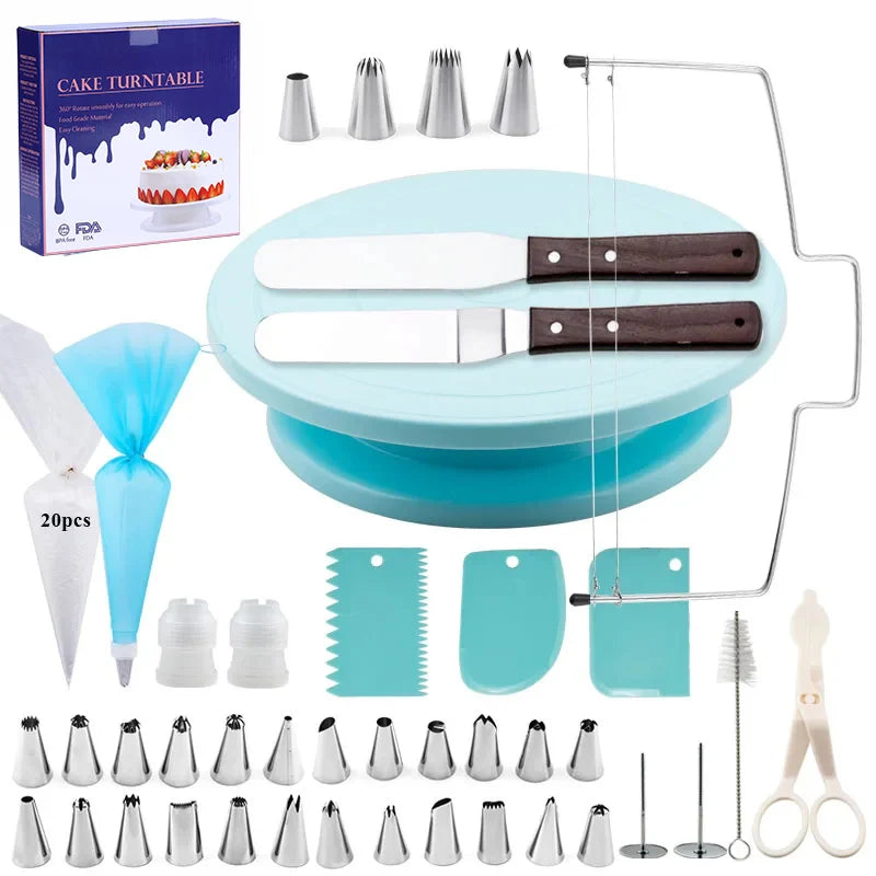 Pastry Turntable Kit Cake Decorating Supplies Baking Tools Accessories Rotating Stand Nozzles for Fondant