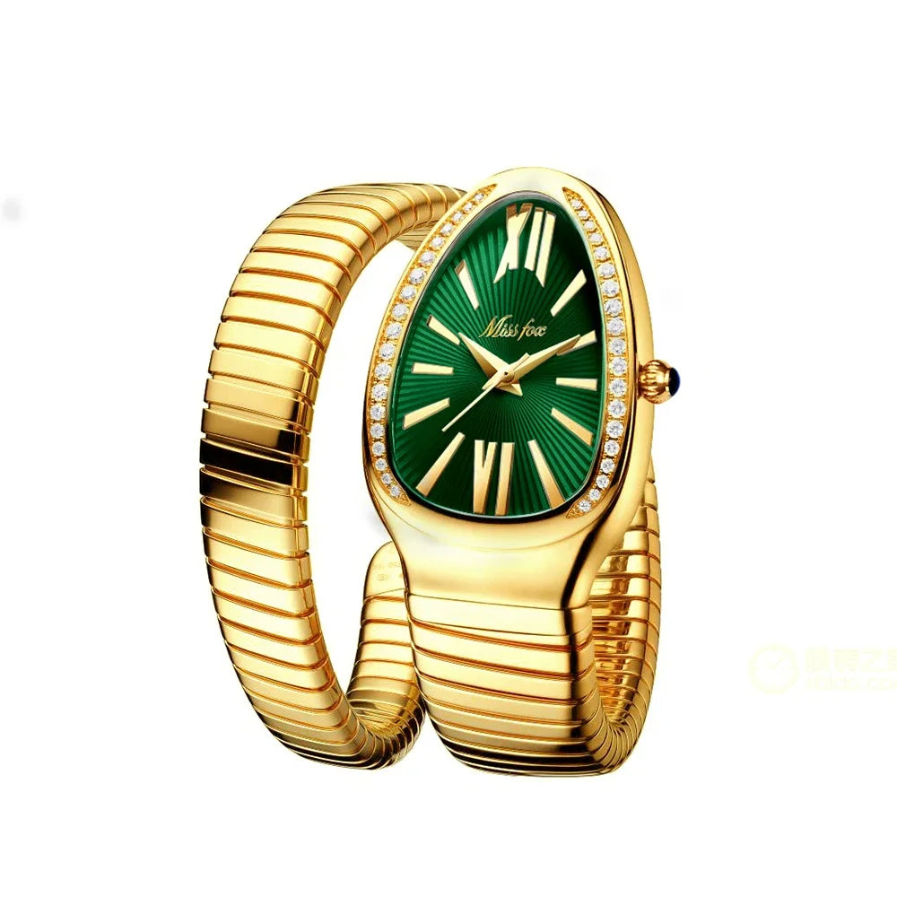 Classic Snake Shape Watch For Women Gold Silver Scaleable Bracelet Womens Watches Bling Diamonds Quartz Ladies Wristwatch