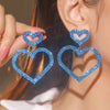 FYUAN Pink Black Heart Rhinestone Drop Earrings for Women Geometric Crystal Dangle Earrings Party Jewelry