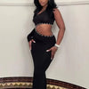 Joskaa Elegant Rhinestone Hollow Maxi Birthday Dress Woman Sexy O-Neck Single Sleeve Skinny Vestidos 2025 Evening Party Clubwear