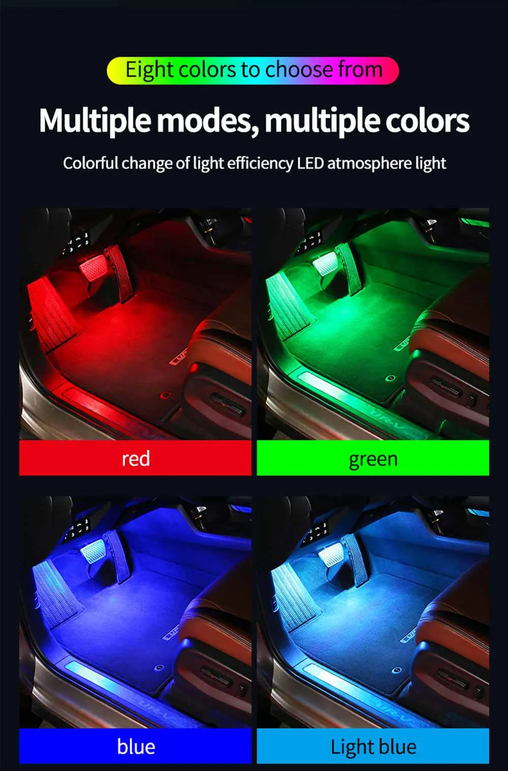 Neon LED Car Interior Ambient Foot Strip Light Accessories Back light Remote App Music Control Auto Decorative Atmosphere Lamp