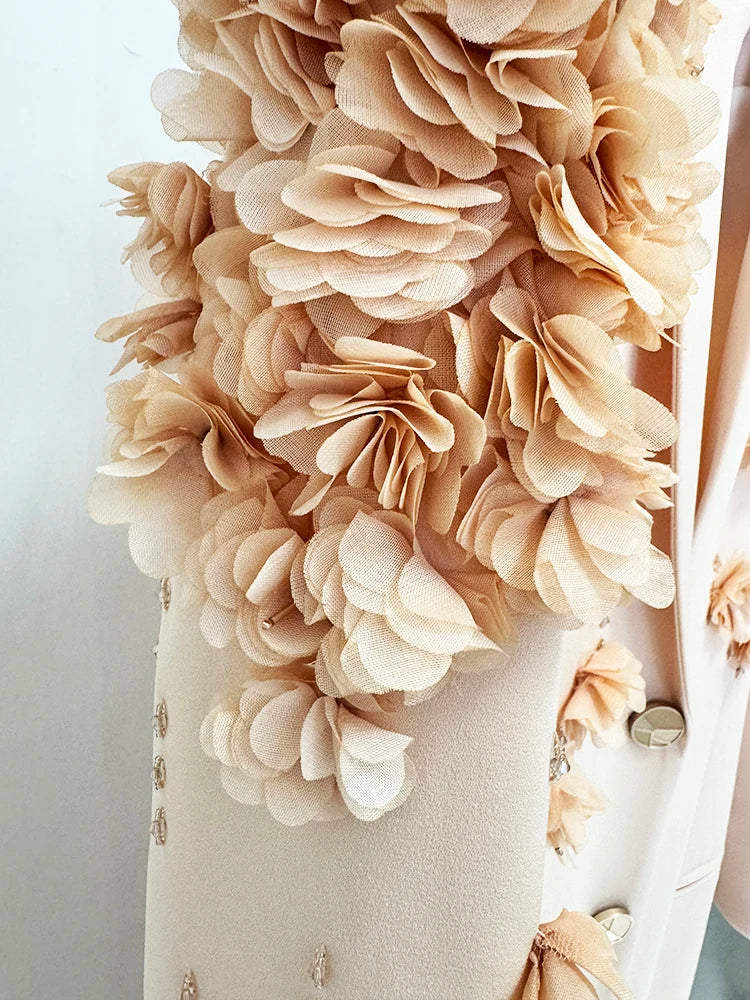 HIGH STREET Newest Fashion 2025 Designer Maxi Dresses Women's Long Sleeve Stunning Flowers Appliques Beaded Long Dress