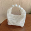 European and American style new beaded handbag Summer women's pearl bag hand woven wrist bag Fashion temperament handbag