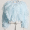 TWOTWINSTYLE Elegant Patchwork Ruffles Chiffon Blouses Women O Neck Lantern Long Sleeve Loose Shirt Female Clothing Fashion