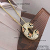 MHS.SUN New Leopard Bubble Letter Necklace Gold Plated Chunky Bubble Zircon 26 Initial Pendant Necklace Women Fashion Jewelry