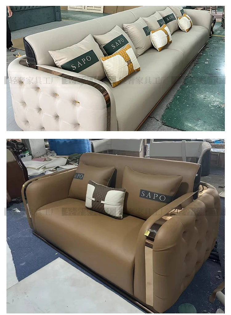 Luxury Fancy Living Room Sofa Genuine Leather Designer Italian Sofa Loveseat Single Canape Salon De Luxe Apartment Furniture