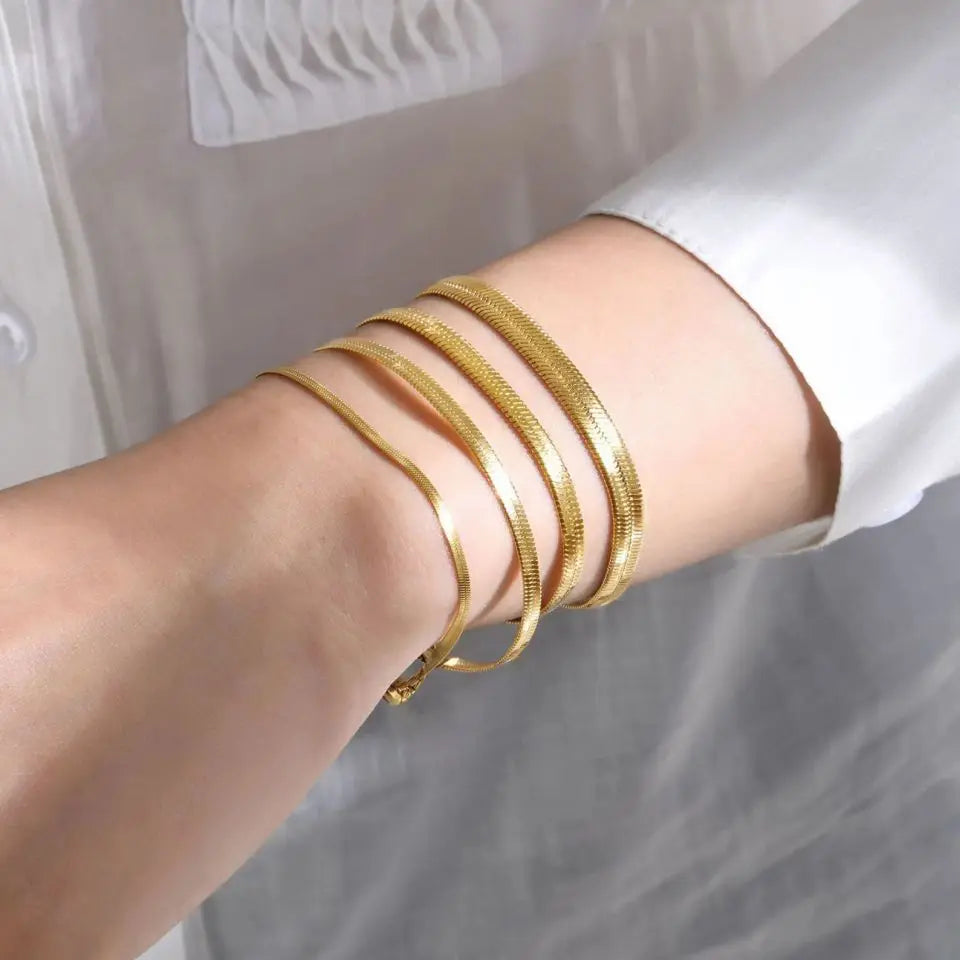 eManco Stainless Steel Adjustable Classic Snake Chain Bracelet Women's Gold Plated Jewelry Wholesale